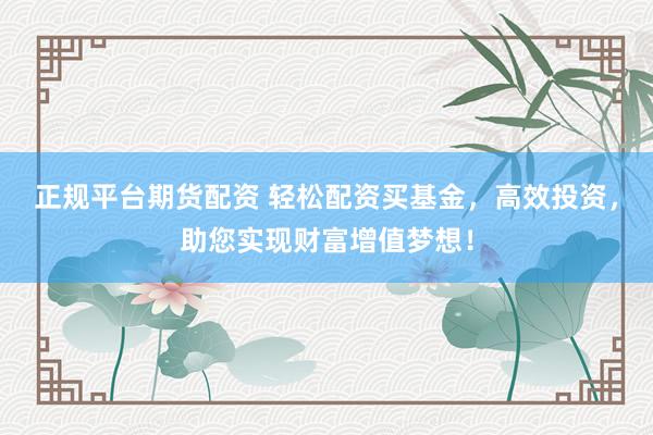 正规平台期货配资 轻松配资买基金，高效投资，助您实现财富增值梦想！
